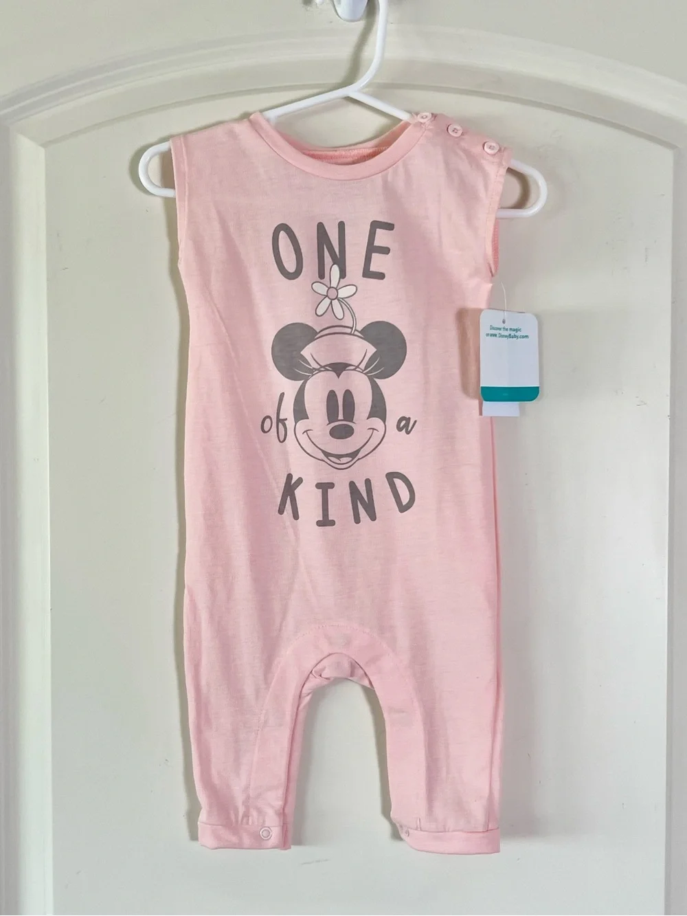 Disney Baby Minnie Mouse One Piece Romper Pink Gray NWT 3-6 Months